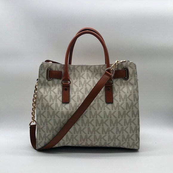 Michael Kors Brown & Vanilla Hamilton Large Tote - Picture 2 of 12